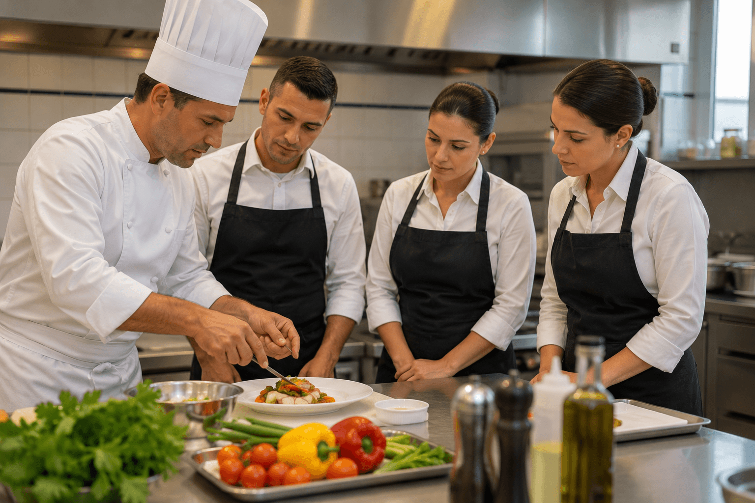 Haushaltspersonal bei einem individuellen Kochtraining