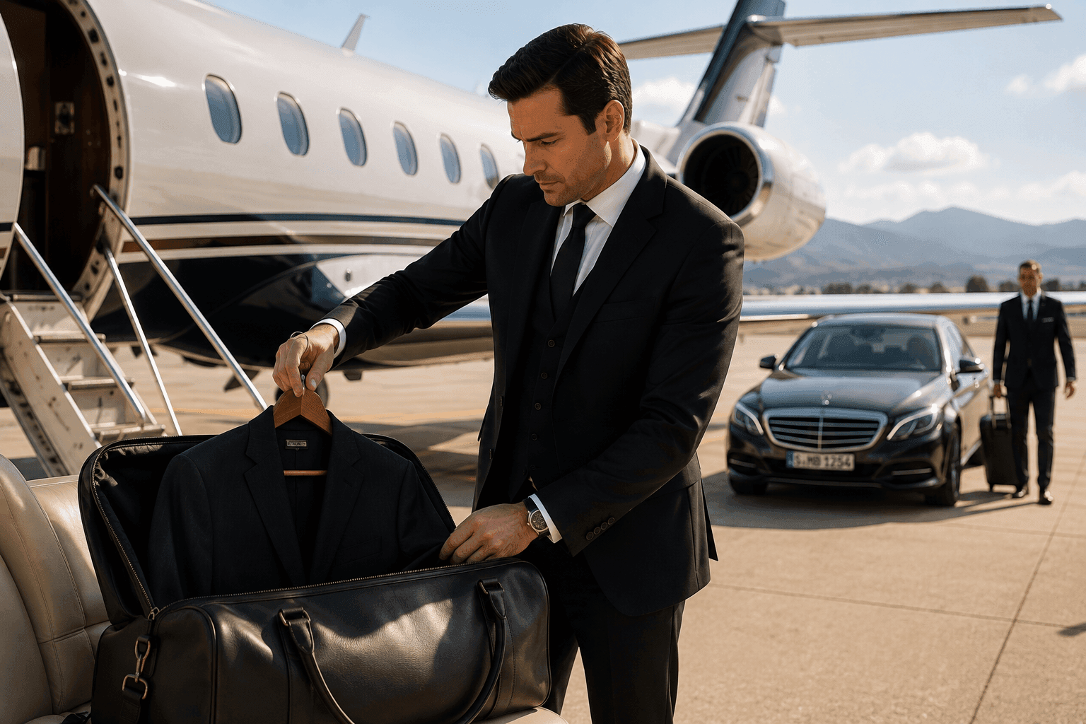 Professioneller Butler in einem hochwertigen privaten Interieur