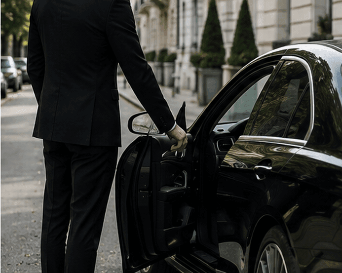 Innenraum eines hochwertigen Fahrzeugs mit Chauffeur
